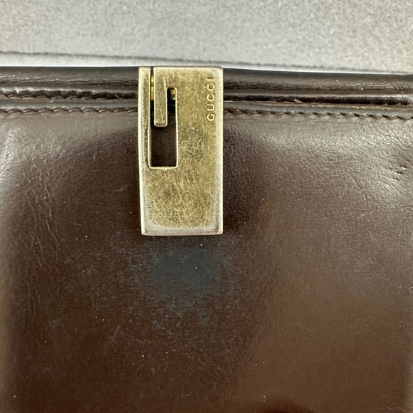 Gucci Leather Wallet Brown Snap Closure Bifold Coin Purse Vintage, flawed,‎ used - Picture 8 of 16